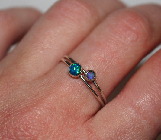 Lab Grown Opal Ring in Sterling Silver