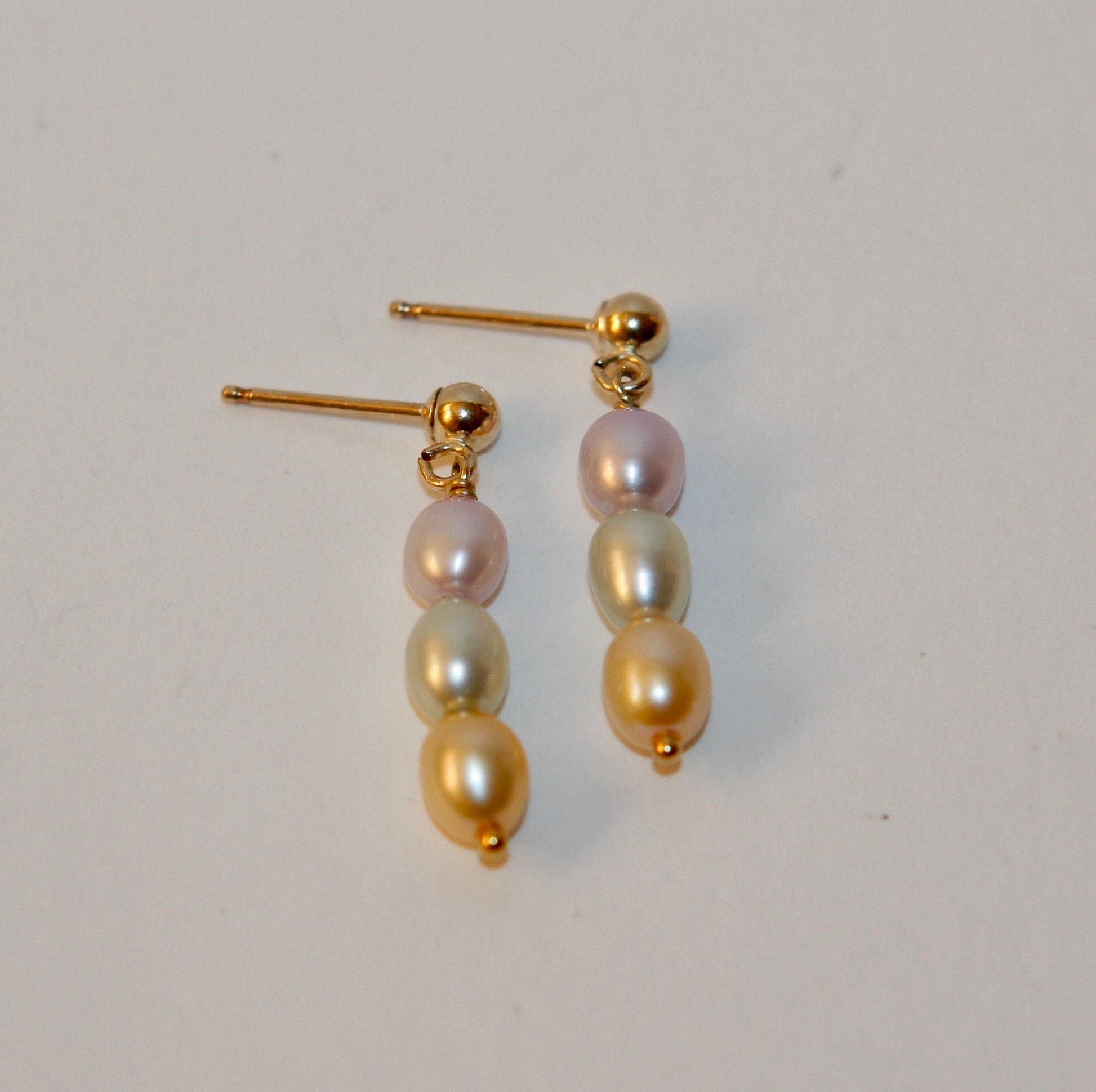 Rainbow Pearl Drop Stud Earrings - Available in 14k Gold Fill and Sterling Silver