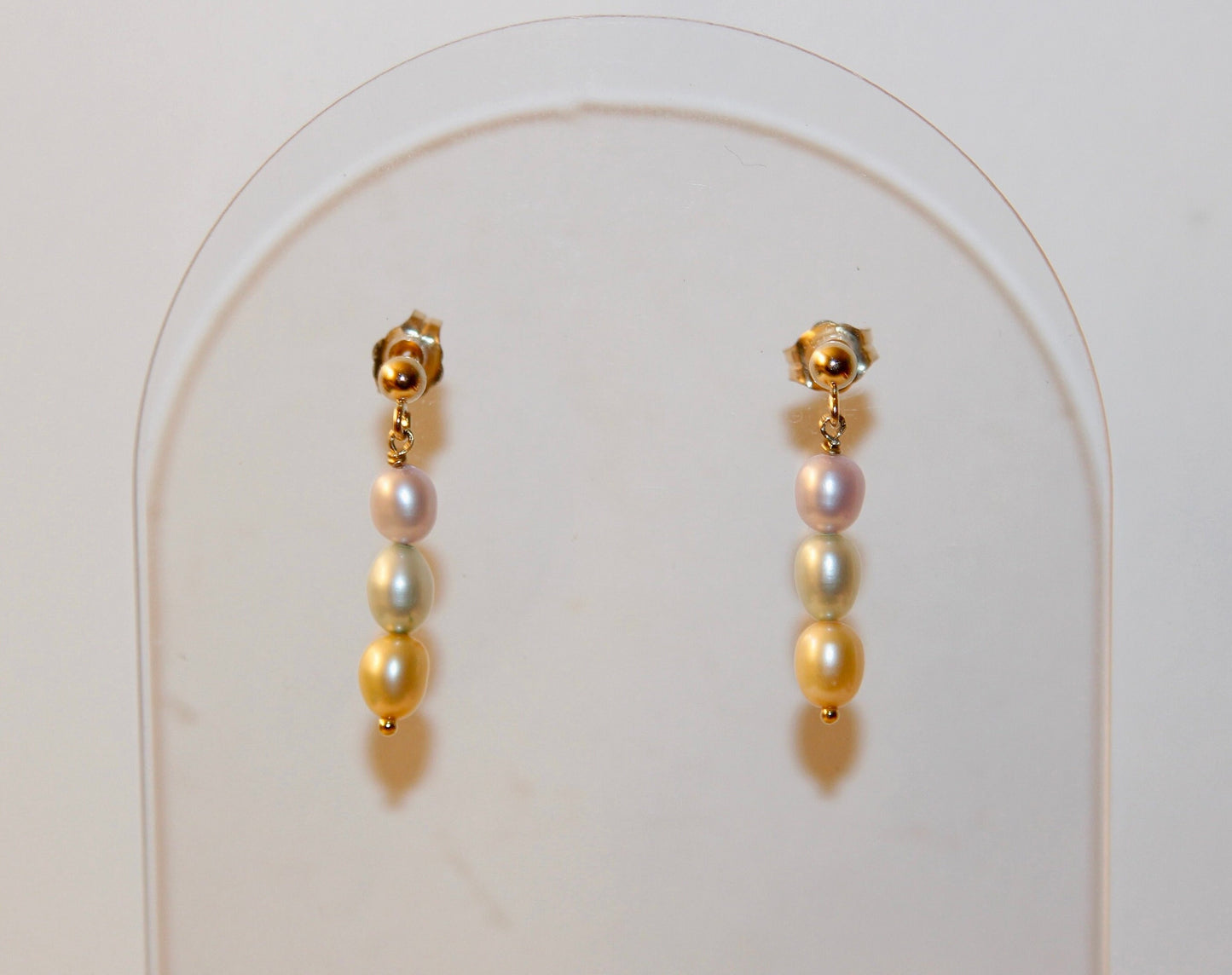 Rainbow Pearl Drop Stud Earrings - Available in 14k Gold Fill and Sterling Silver