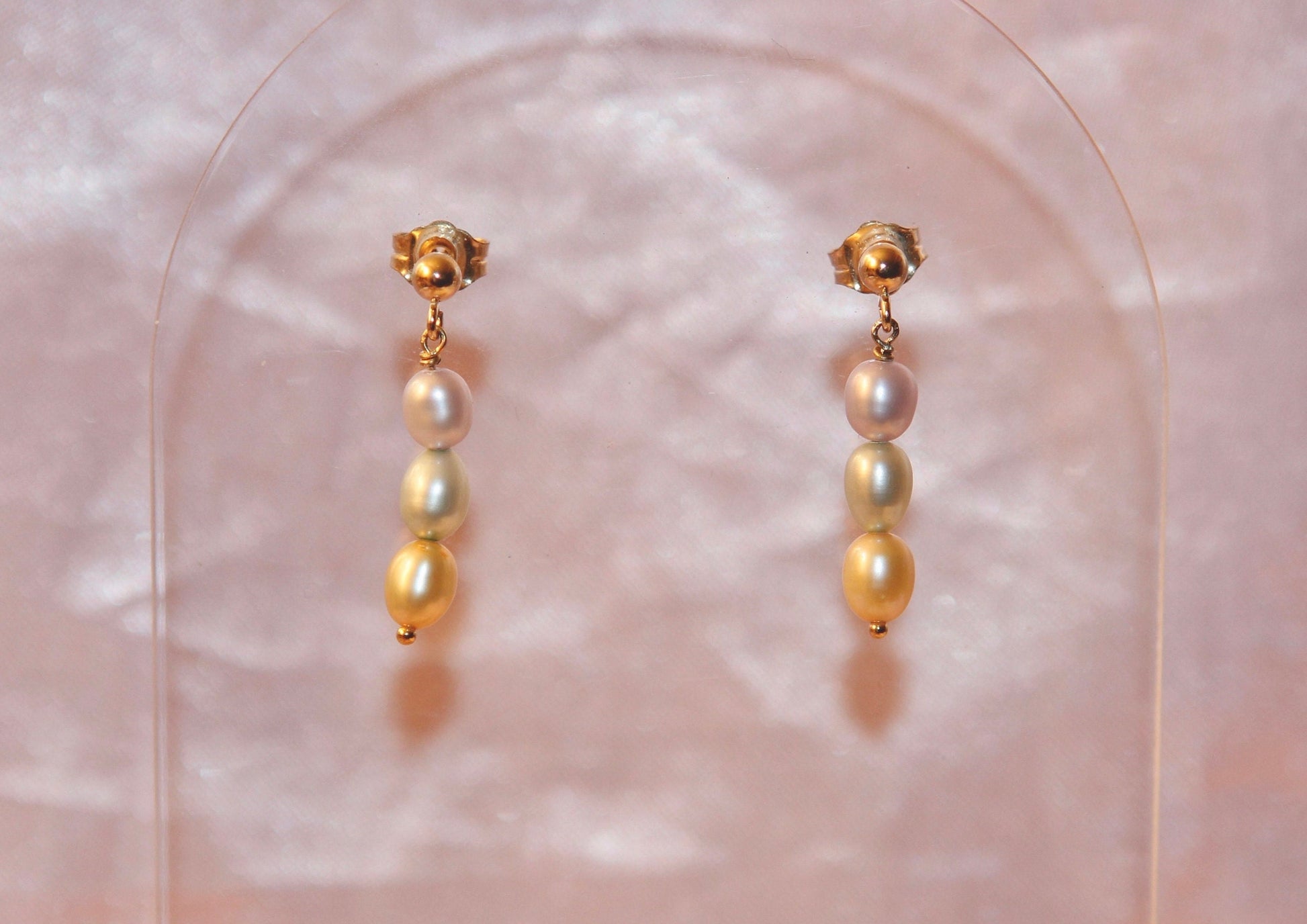 Rainbow Pearl Drop Stud Earrings - Available in 14k Gold Fill and Sterling Silver