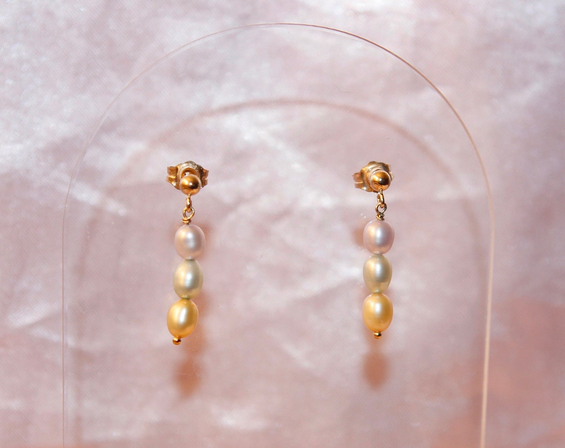 Rainbow Pearl Drop Stud Earrings - Available in 14k Gold Fill and Sterling Silver