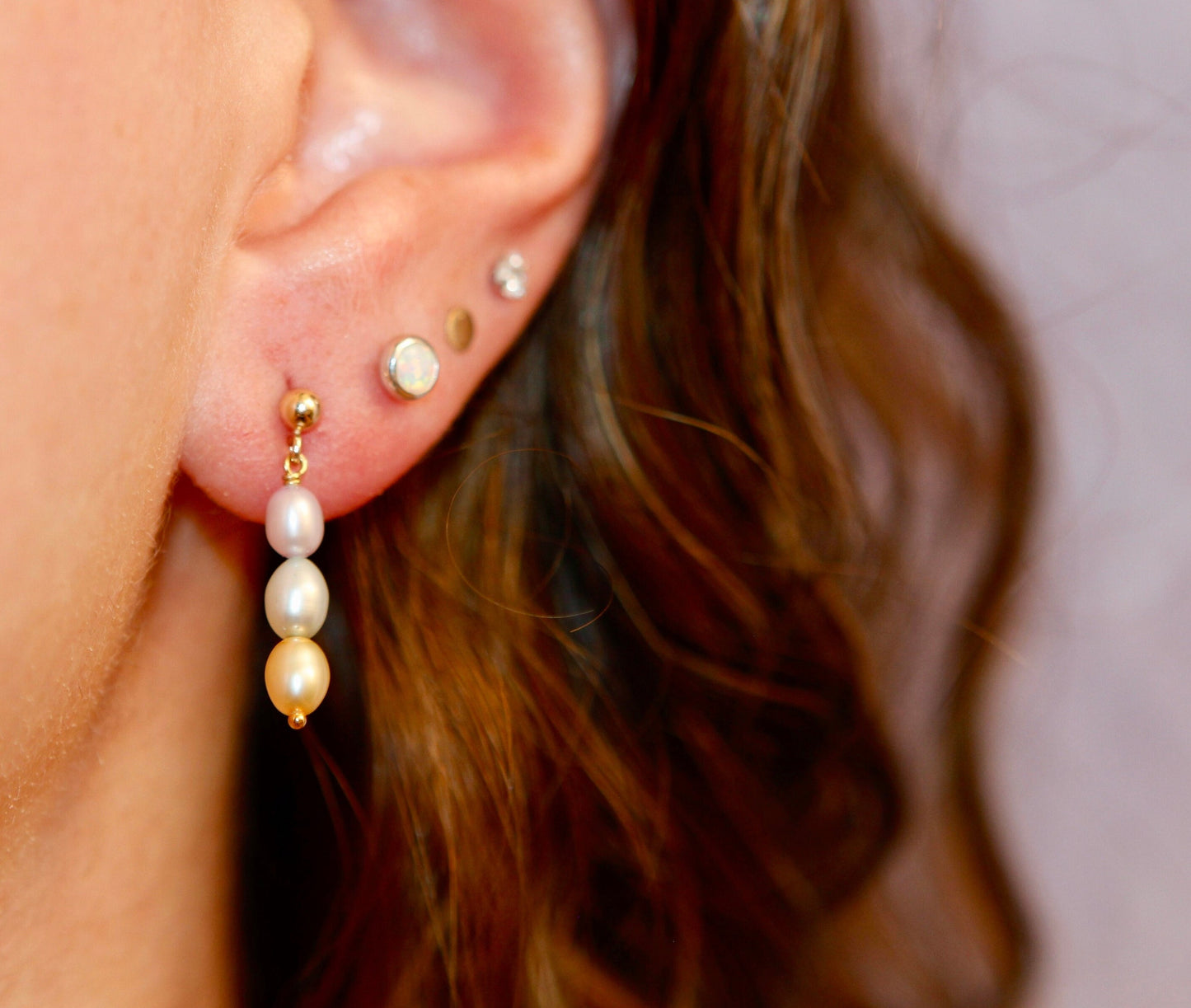 Rainbow Pearl Drop Stud Earrings - Available in 14k Gold Fill and Sterling Silver