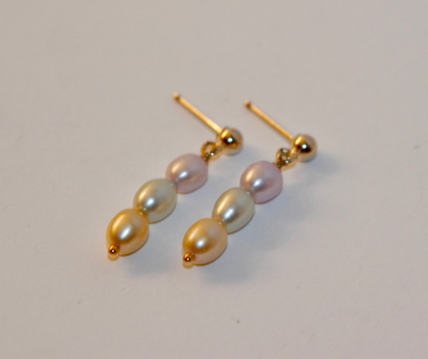 Rainbow Pearl Drop Stud Earrings - Available in 14k Gold Fill and Sterling Silver