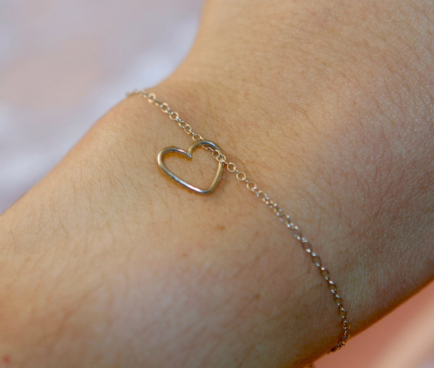 Heart Bracelet and Necklace in 14k Gold Fill and Sterling Silver