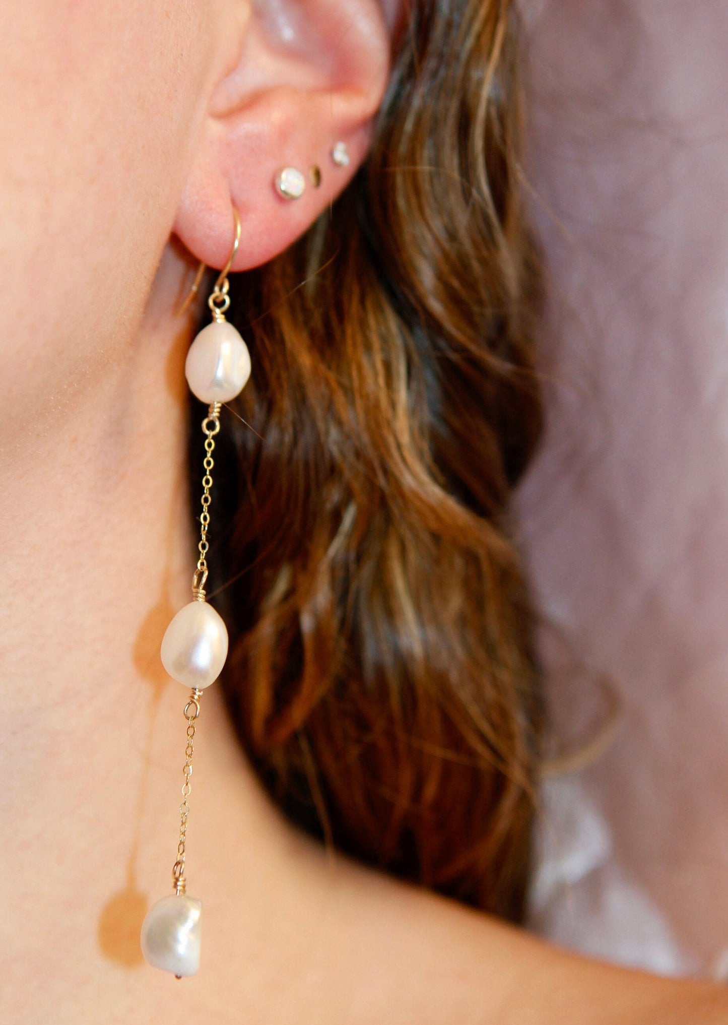 Freshwater Pearl Drop Earrings in 14k Gold Fill, Bridal Earrings, Sterling Silver Now Available Too