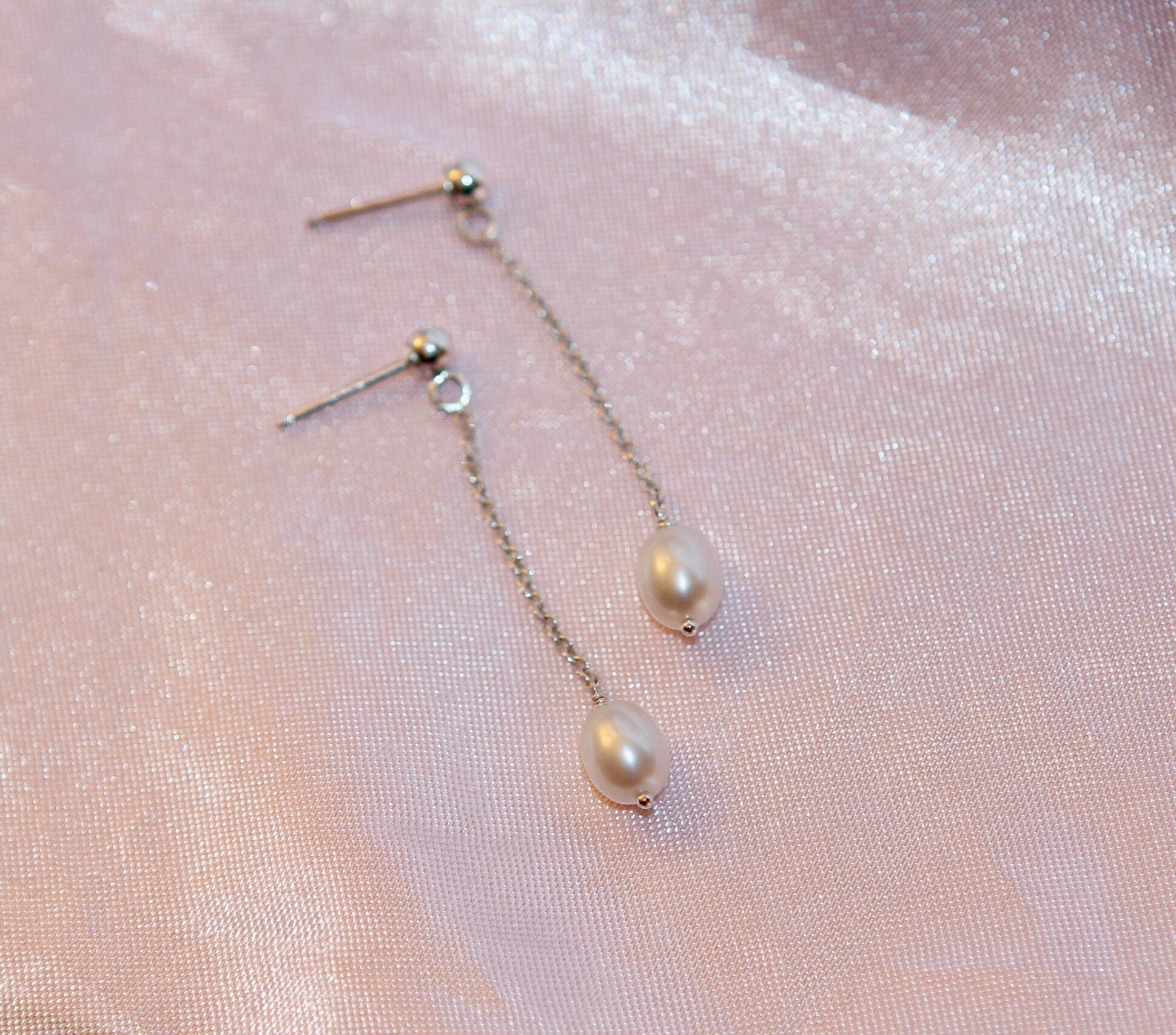 Small Freshwater Pearl Drop Stud Earrings - Available in 14k Gold Fill and Sterling Silver