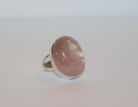 Rose Quartz Ring, Sterling Silver Size 5.5