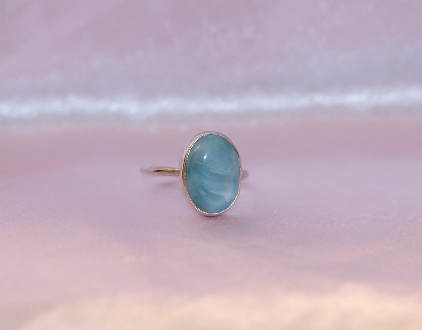 Larimar Ring in Sterling Silver - Size 7.5 US