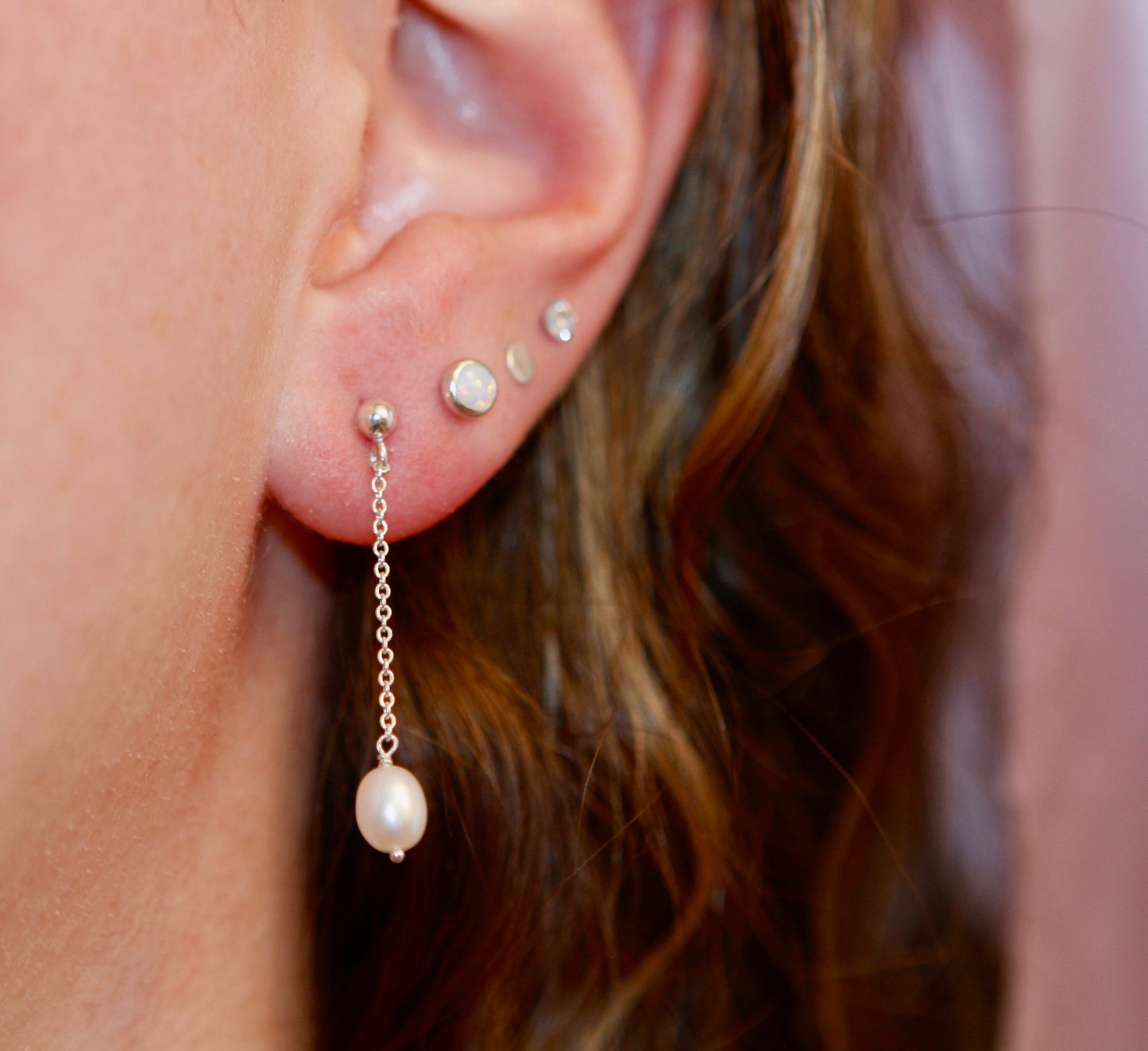 Small Freshwater Pearl Drop Stud Earrings - Available in 14k Gold Fill and Sterling Silver