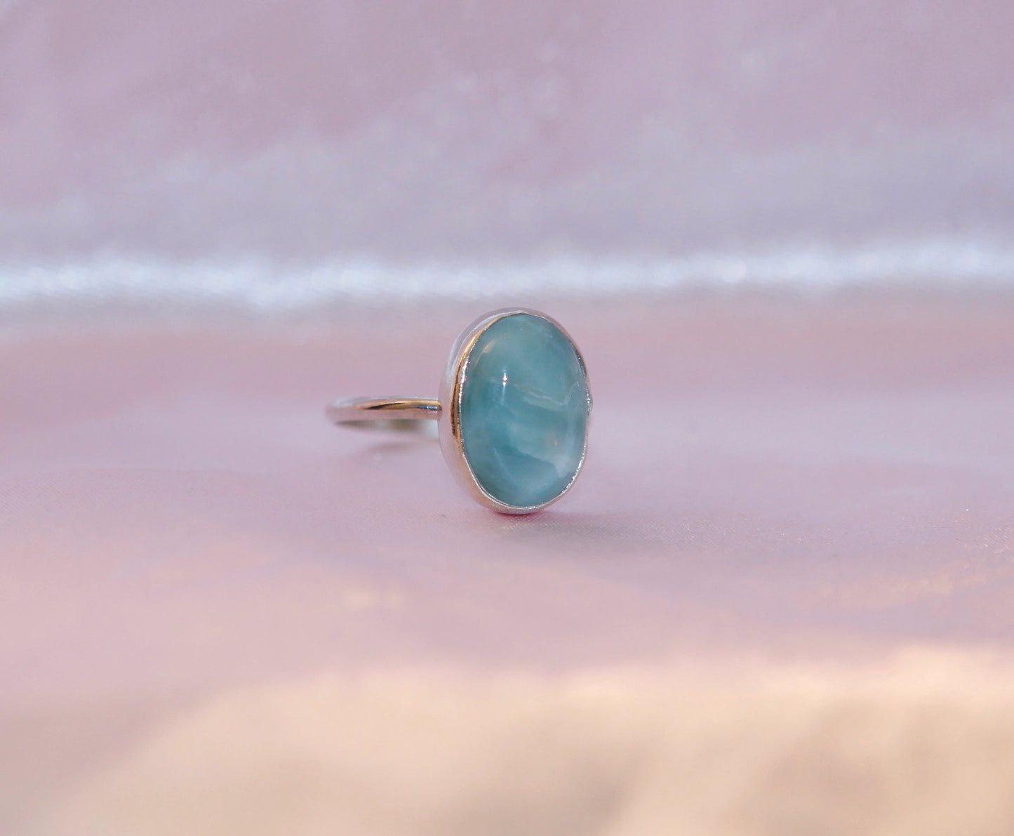 Larimar Ring in Sterling Silver - Size 7.5 US