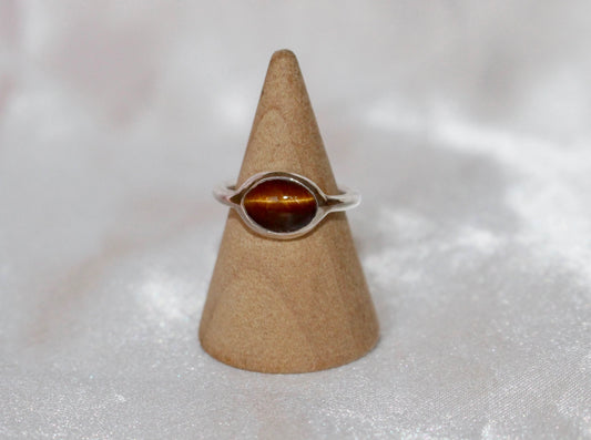 Sterling Silver Tigers Eye Ring - Size 5 US