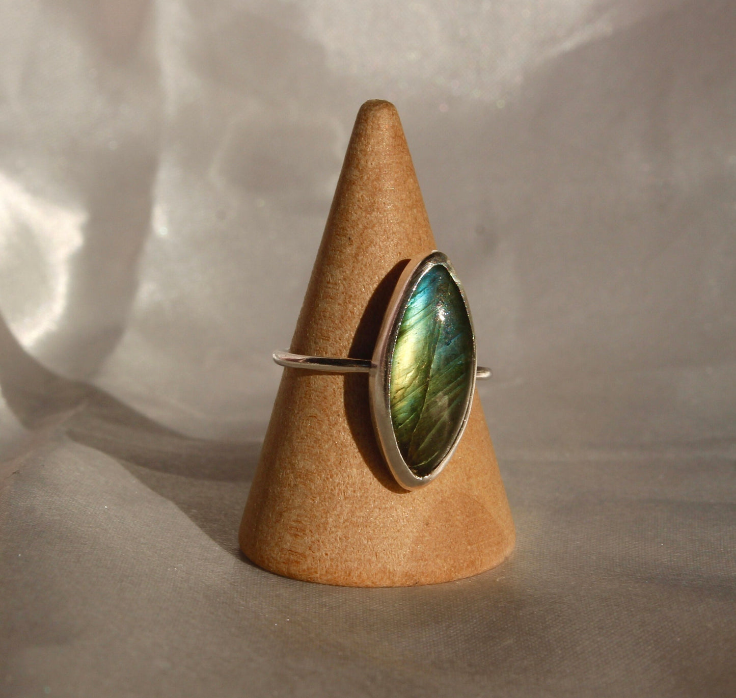 Labradorite Statement Ring - Sterling Silver Size 6.25 US