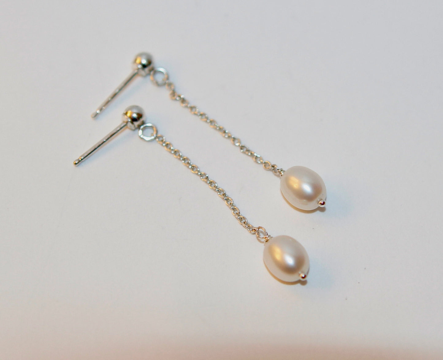 Small Freshwater Pearl Drop Stud Earrings - Available in 14k Gold Fill and Sterling Silver