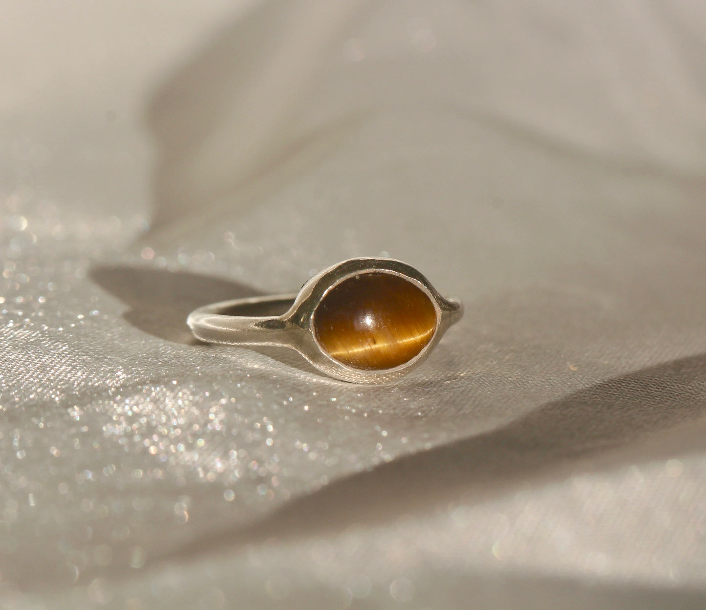 Sterling Silver Tigers Eye Ring - Size 5 US