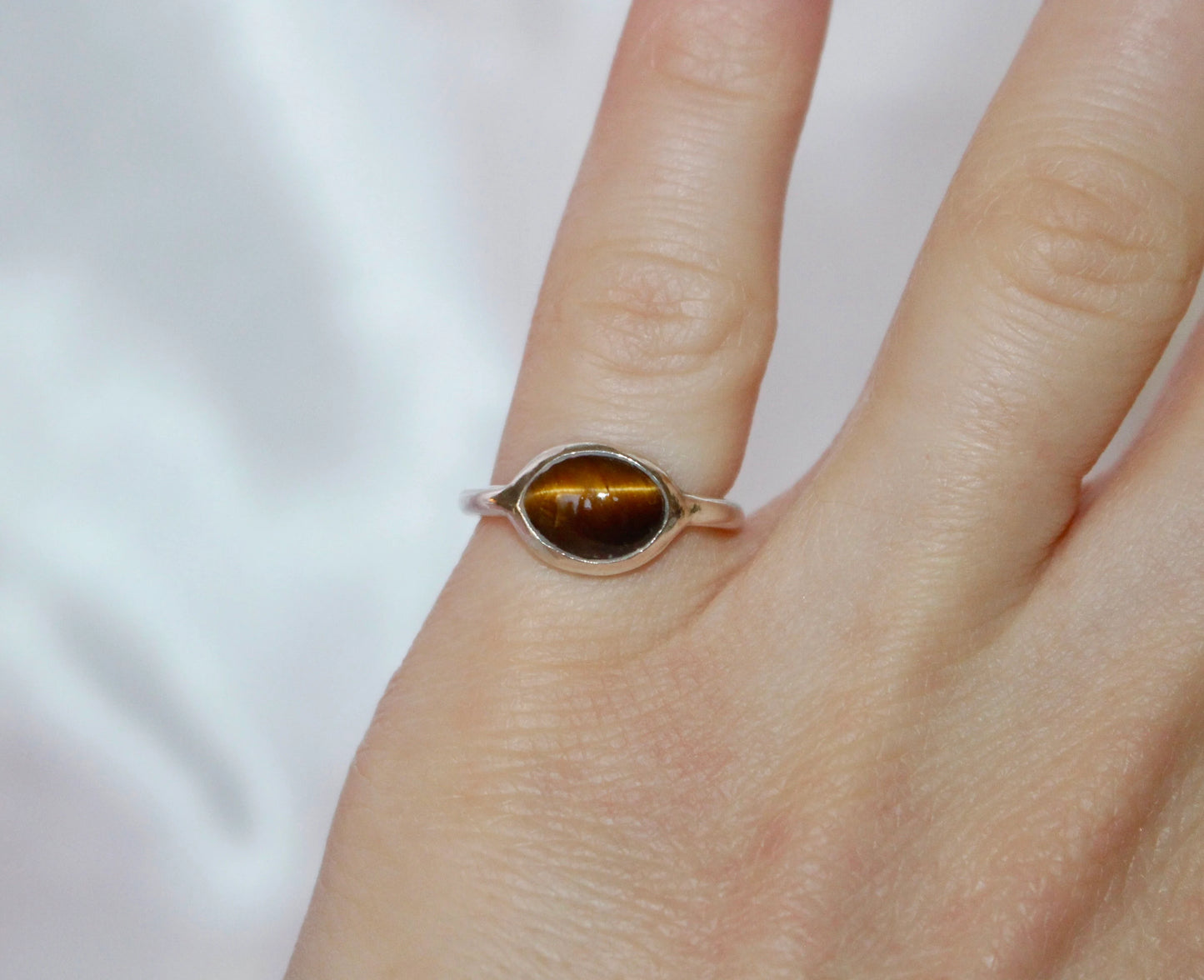 Sterling Silver Tigers Eye Ring - Size 5 US