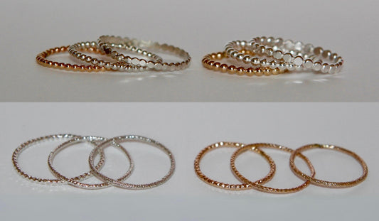 Gold and Silver Stacking Rings, Waterproof and Tarnish resistant