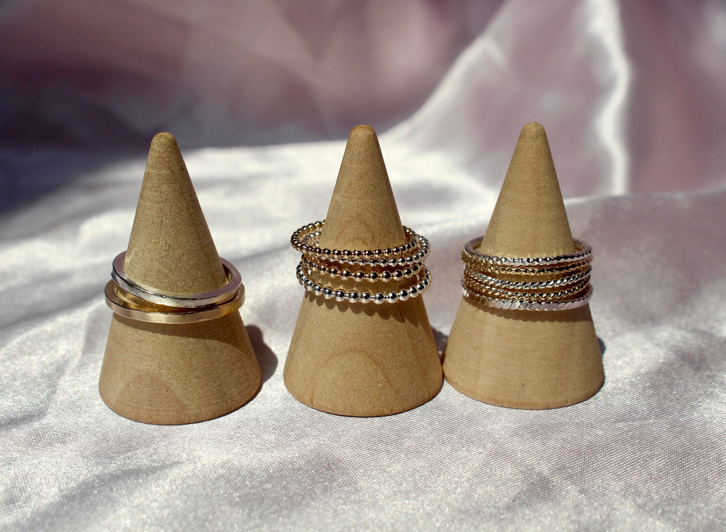 Gold and Silver Stacking Rings, Waterproof and Tarnish resistant