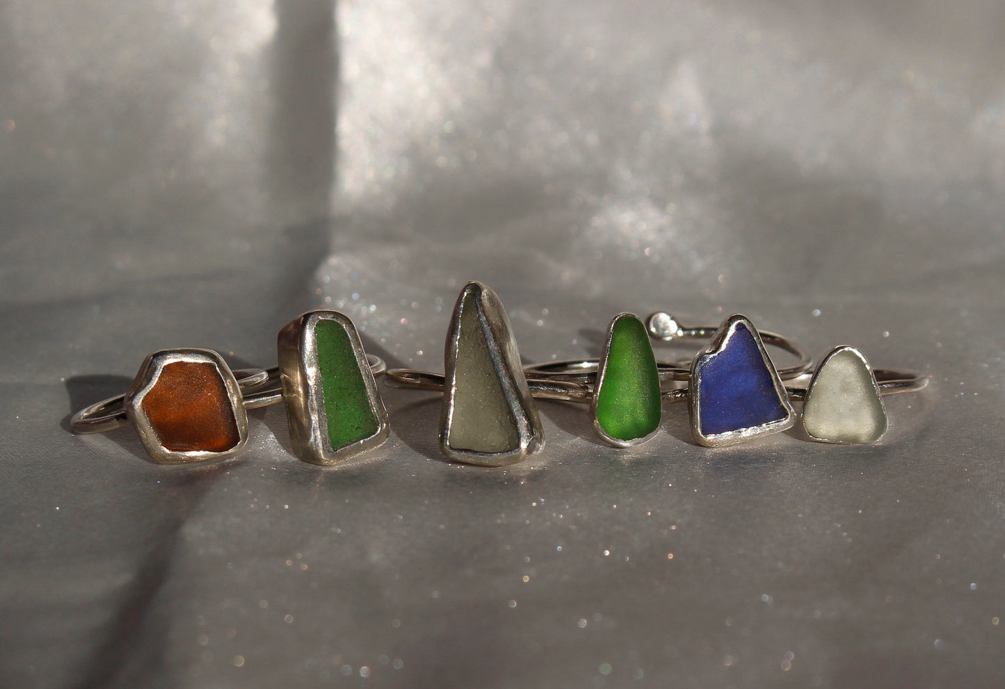 Sea Glass Rings - Sterling Silver