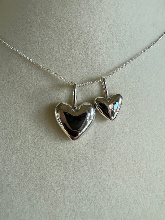 Solid Sterling Silver Heart Charm Necklaces