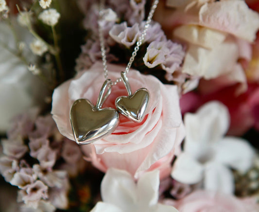 Solid Sterling Silver Heart Charm Necklaces