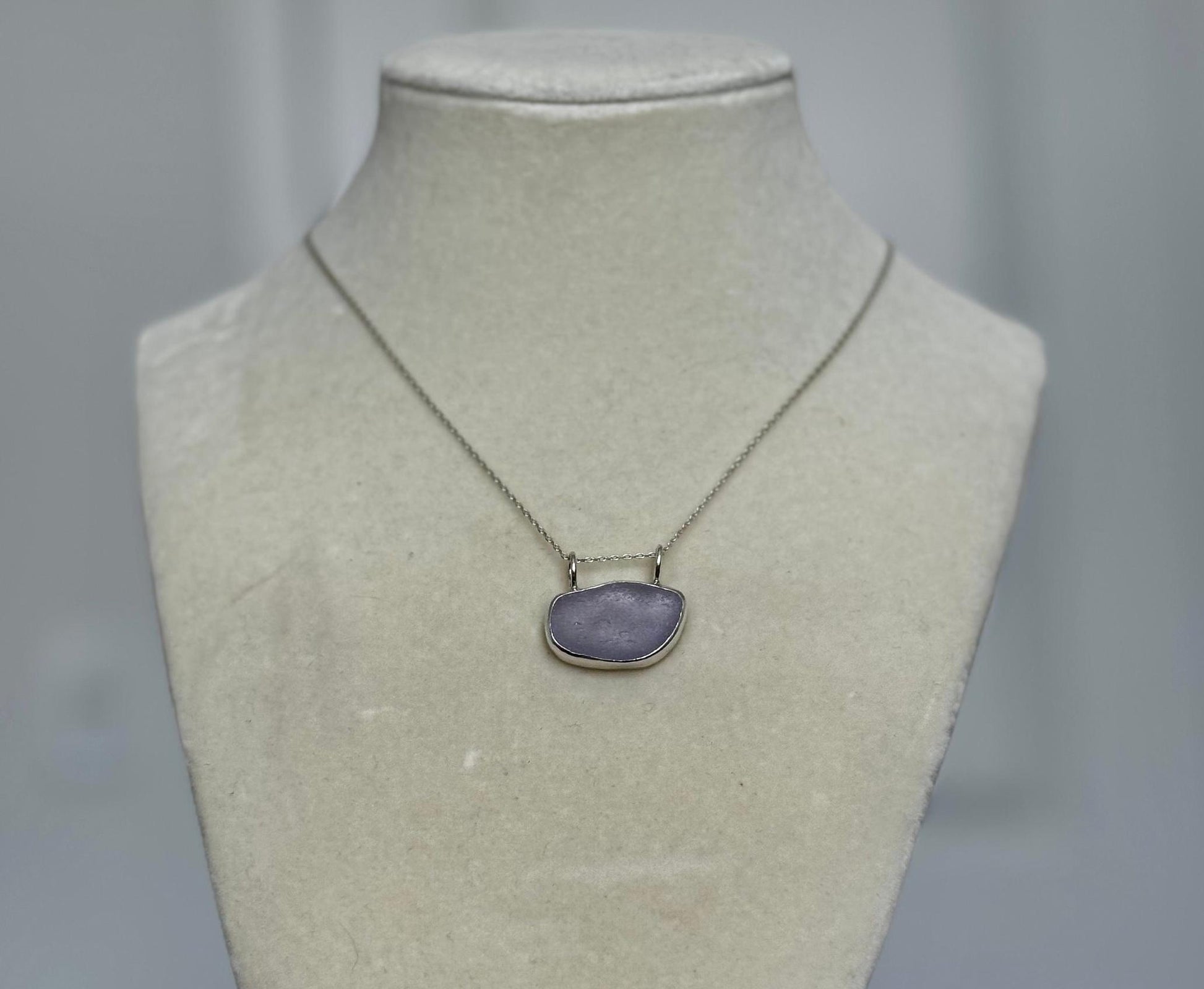 Fine and Sterling Silver Purple Sea Glass Necklace