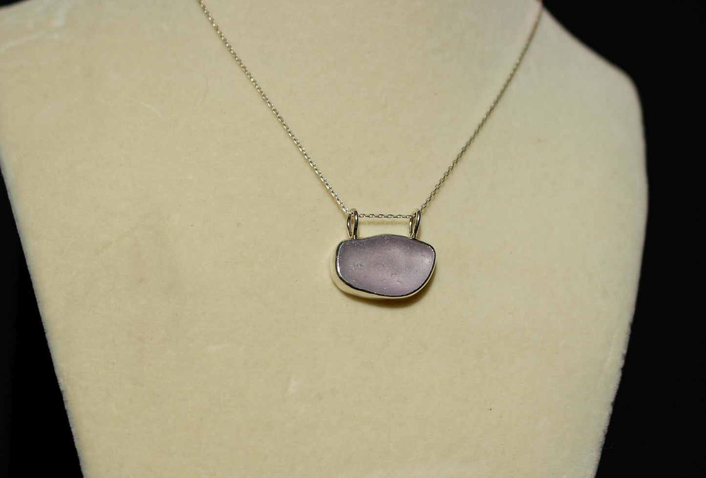 Fine and Sterling Silver Purple Sea Glass Necklace