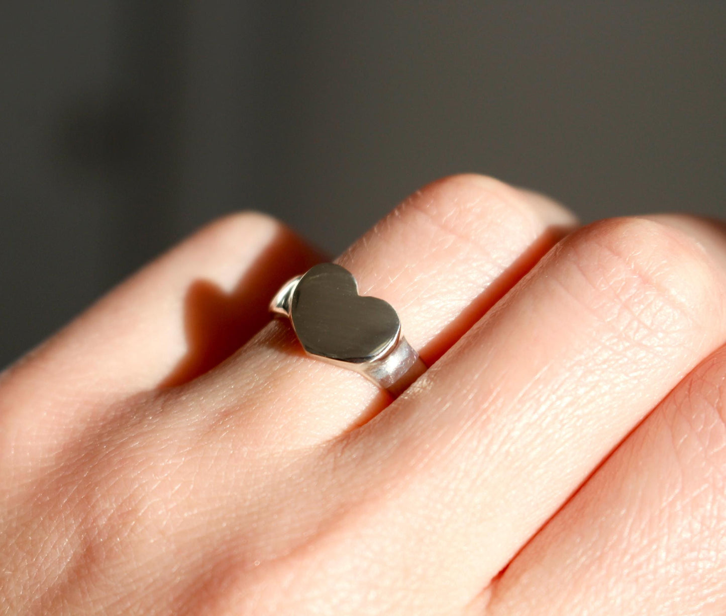 Solid Sterling Silver Heart Signet Ring Made From Recycled Silver