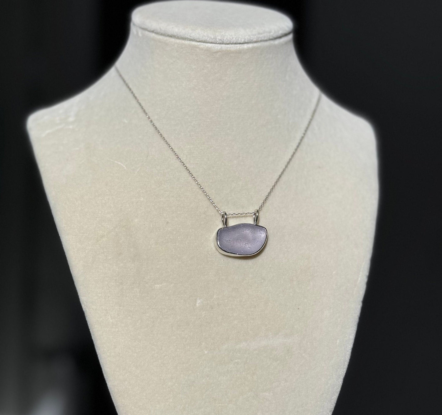 Fine and Sterling Silver Purple Sea Glass Necklace