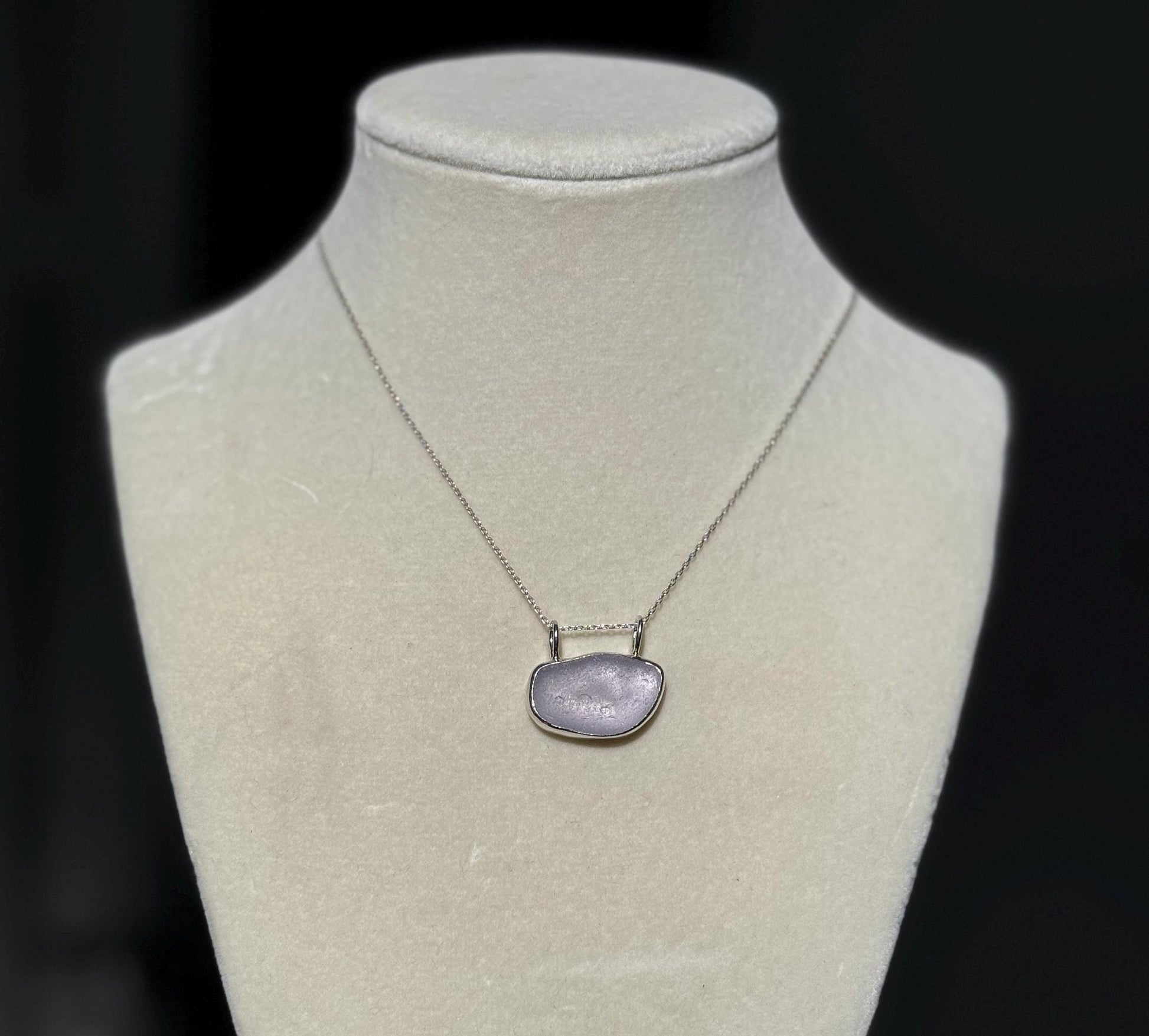 Fine and Sterling Silver Purple Sea Glass Necklace