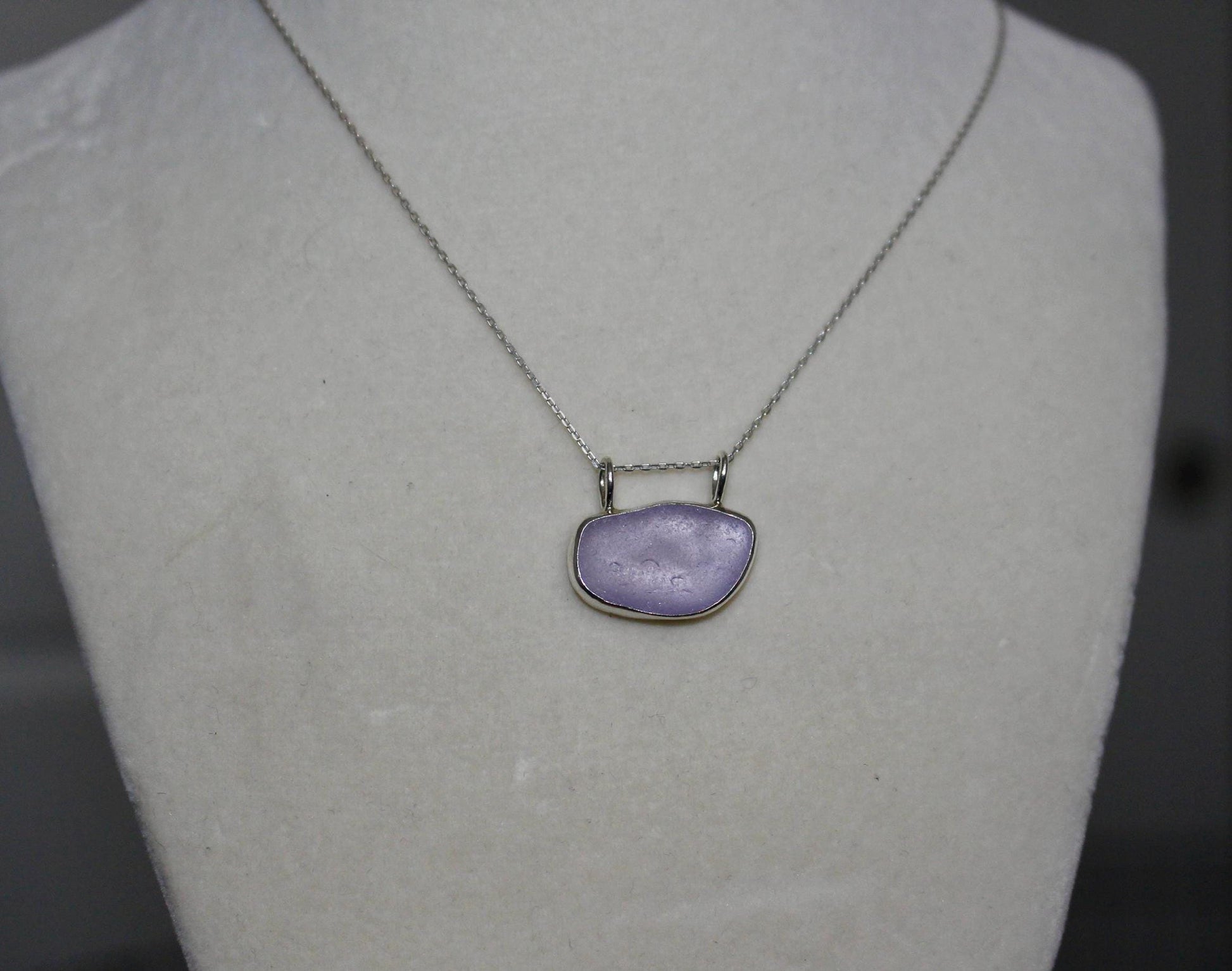 Fine and Sterling Silver Purple Sea Glass Necklace