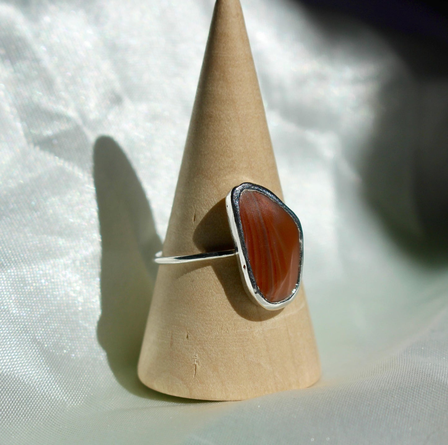 Banded Carnelian Agate Rings - Sterling Silver and 14k Gold Fill