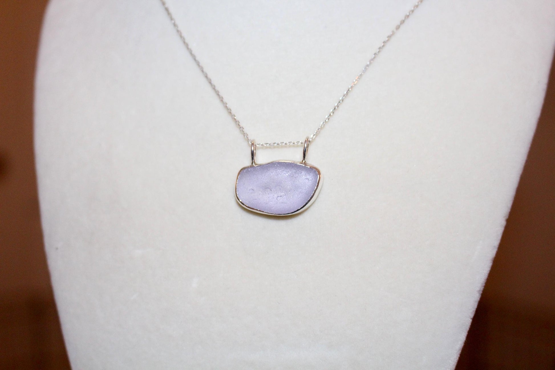 Fine and Sterling Silver Purple Sea Glass Necklace