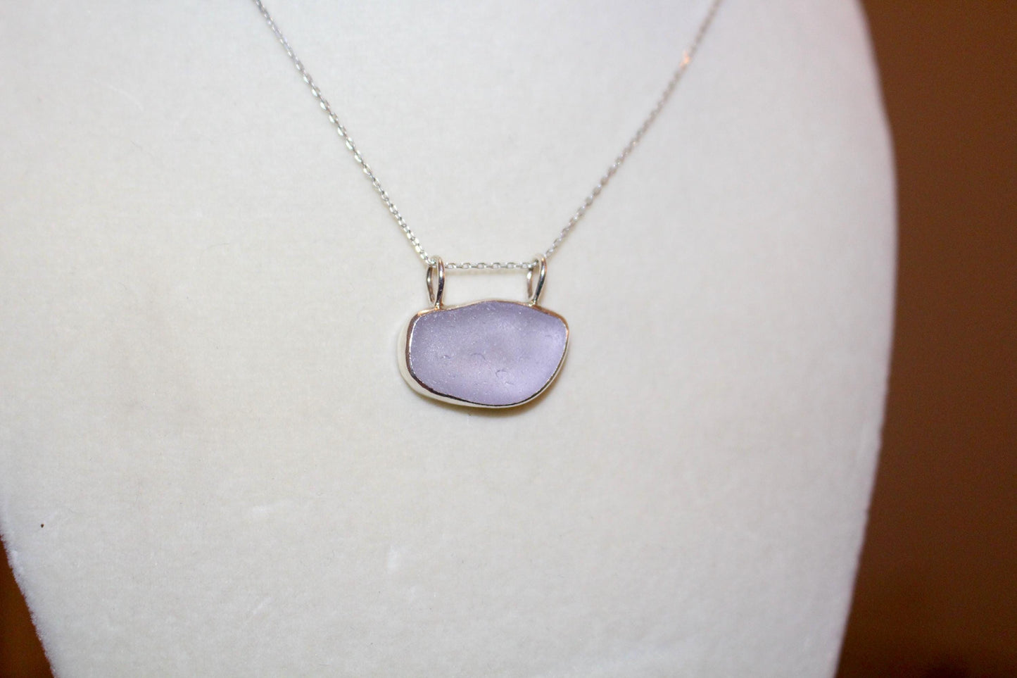 Fine and Sterling Silver Purple Sea Glass Necklace