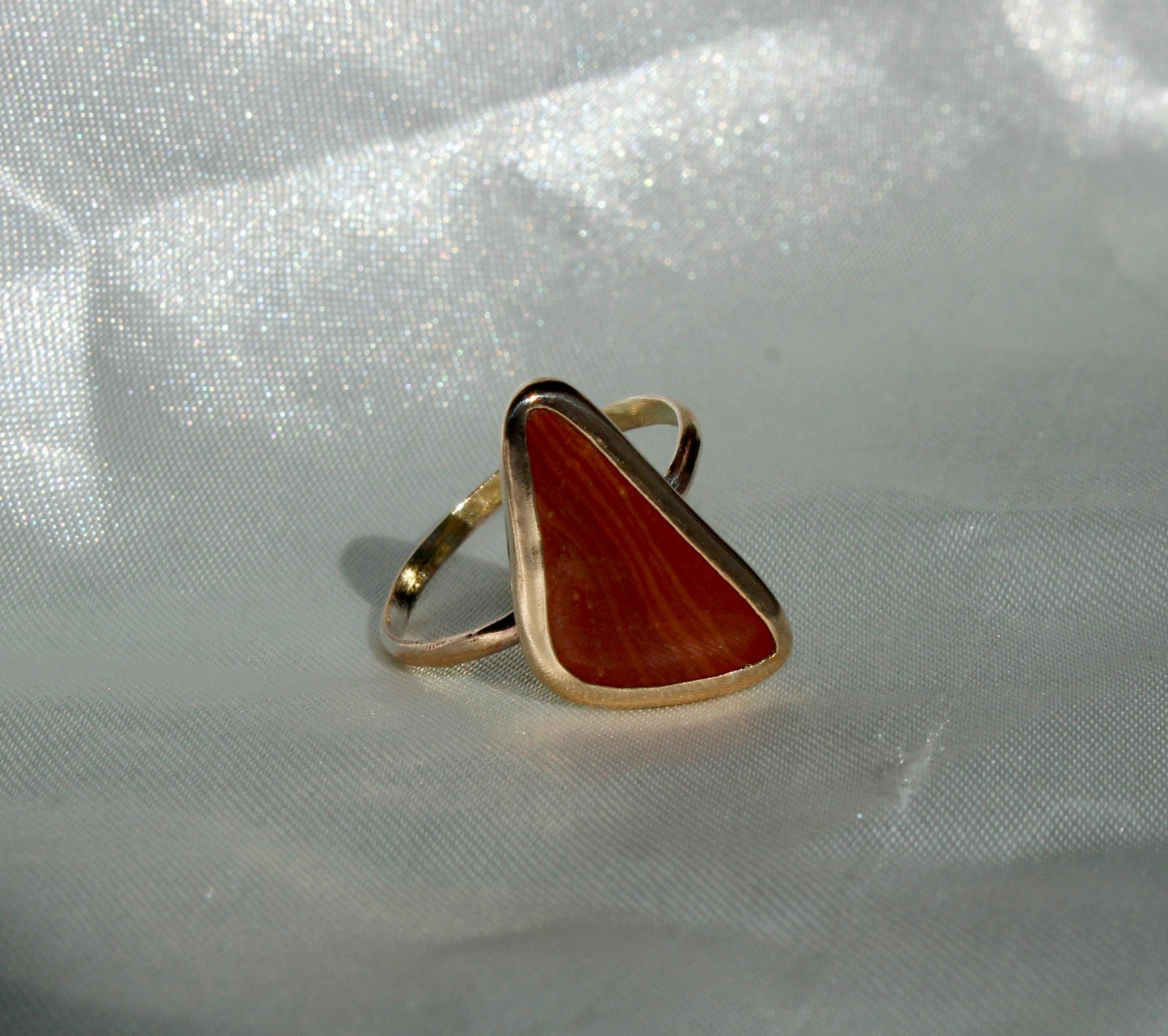 Banded Carnelian Agate Rings - Sterling Silver and 14k Gold Fill