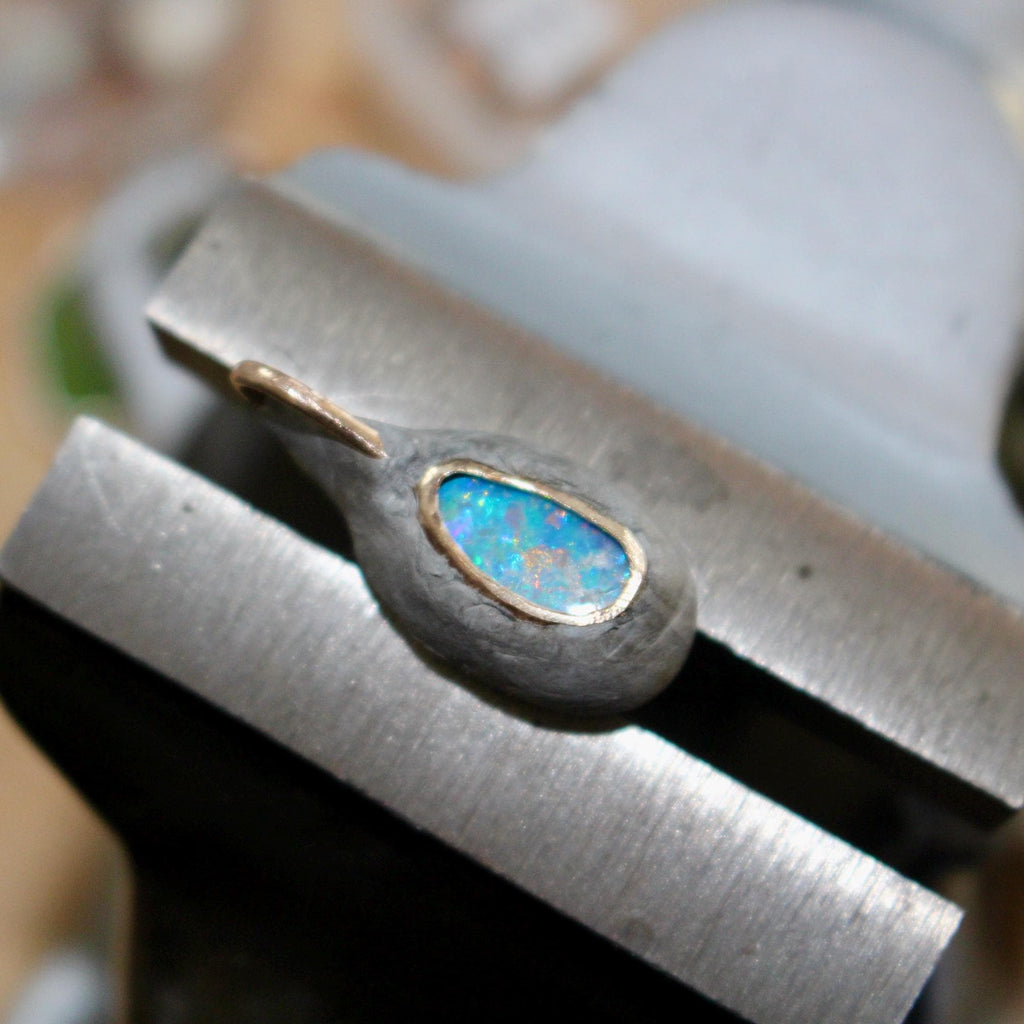 Australian Opal Charm Necklace – 10k Solid Gold Charm on 14k Gold-Filled Chain – Optional Charm Only – October Birthstone – Fine Jewelry