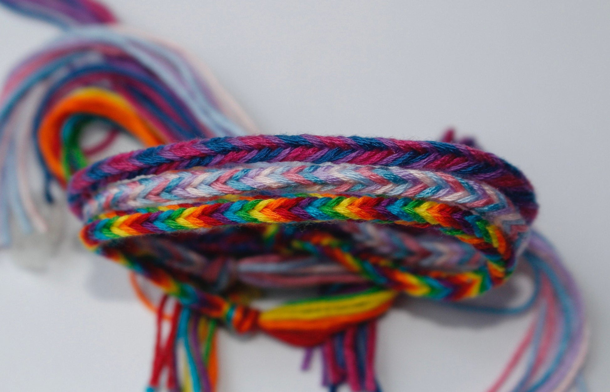 Fishtail Friendship Bracelet, 10/12 String, 1-6 Colors, Customizable, LGBTQ Pride, Birthday Gift, Stocking stuffer