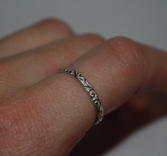 Patterned Sterling Silver Ring