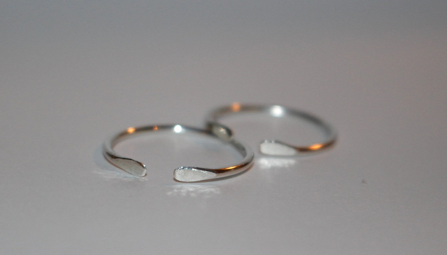 Hammered Flat Sterling Silver Thin Adjustable Ring