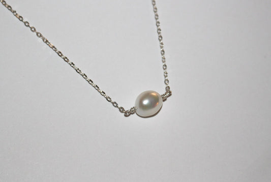 White Pearl Sterling Silver Necklace