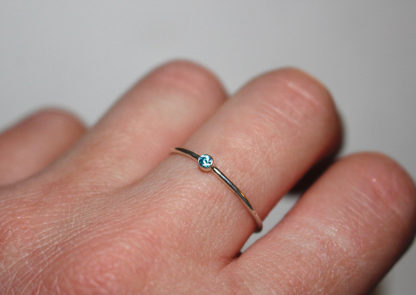 Birthstone Ring, Cubic Zirconia and Sterling Silver, Minimalist Jewelry