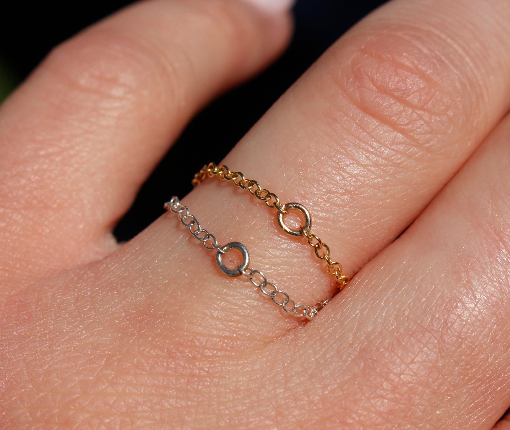 Delicate Chain Ring Available in Sterling Silver and 14k Gold Fill, Reversible Ring, Stackable Ring