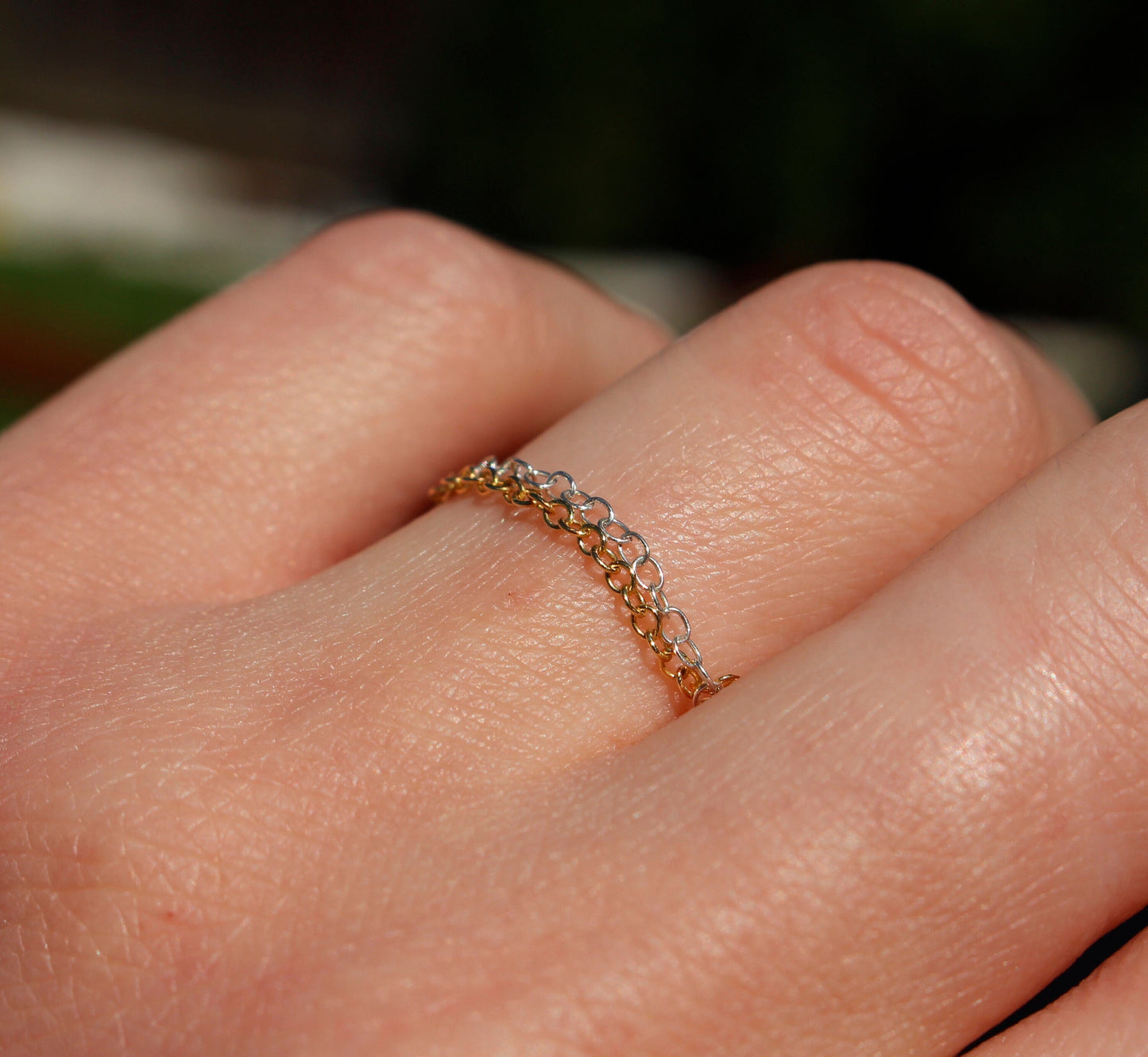 Delicate Chain Ring Available in Sterling Silver and 14k Gold Fill, Reversible Ring, Stackable Ring