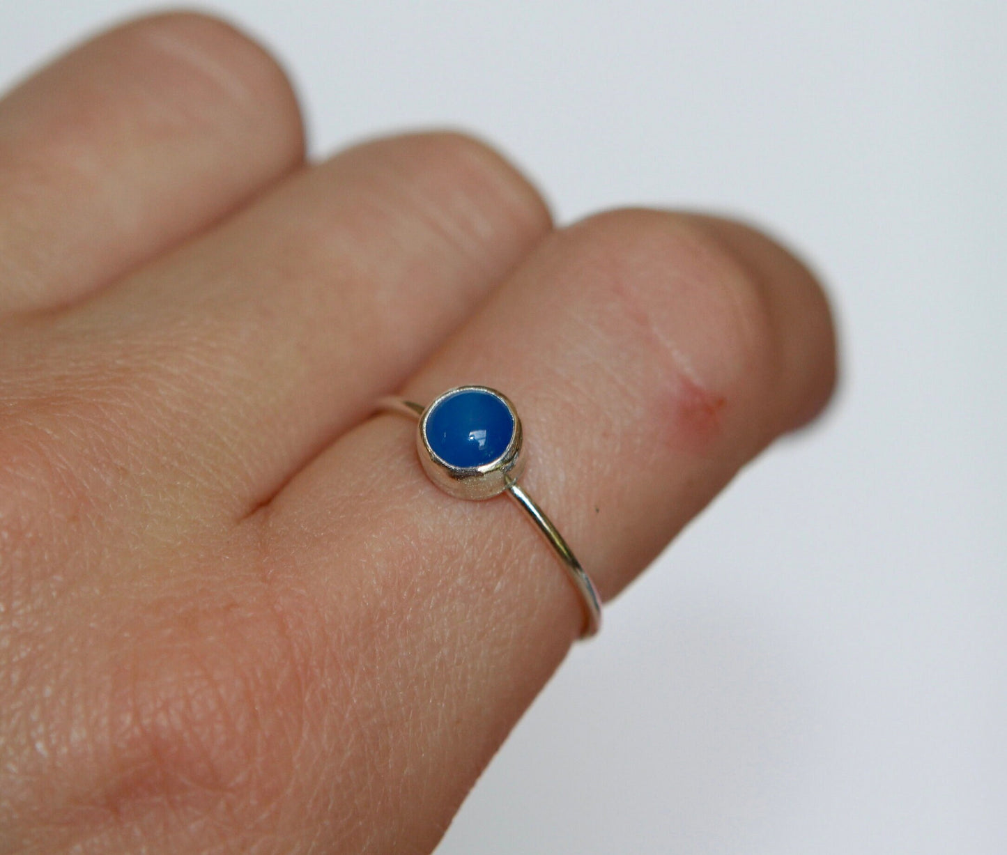 Blue Sapphire Ring - Sterling Silver size 8