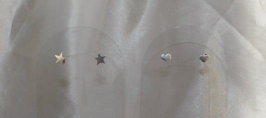 Sterling Silver Heart and Star Stud Earrings